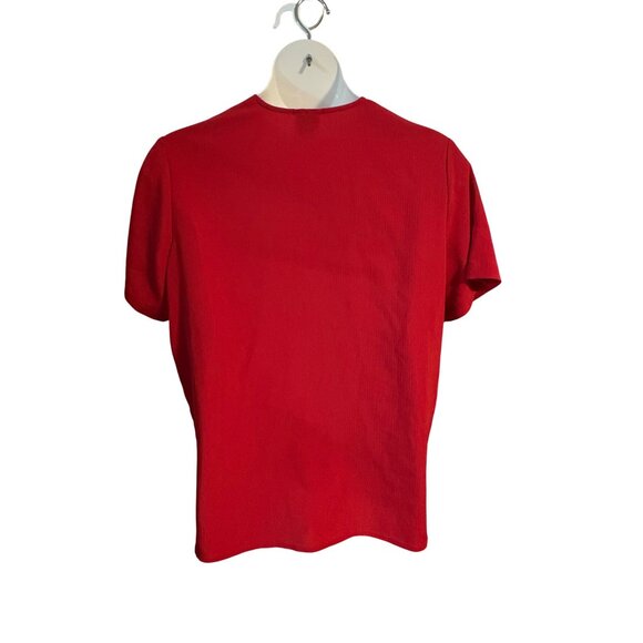 Vintage Red Bentley Button Front Shirt Short Sleeves Lightweight Crepe Size 2X - Picture 3 of 5